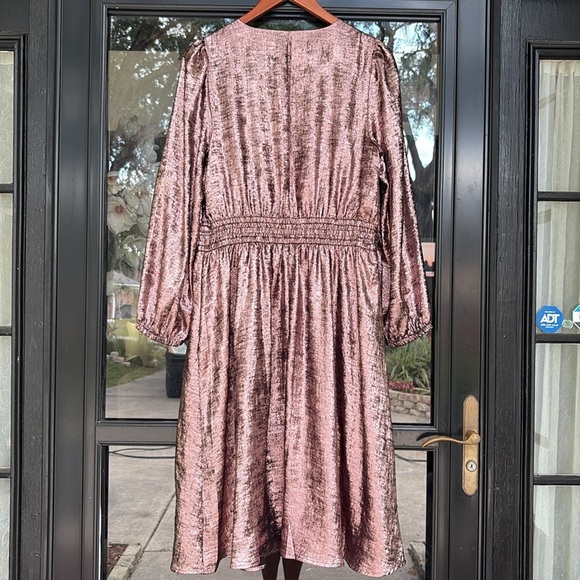 Lane Bryant Blouson-Sleeve Surplice Metallic Midi Dress - Picture 4 of 6